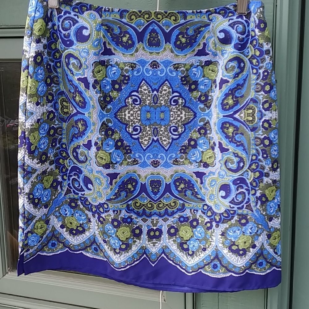 2/$20 Darling Scarf Style Blue Green Mini Skirt - Picture 4 of 8